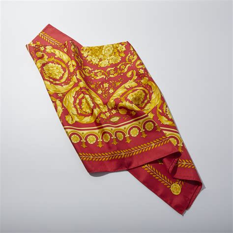 versace red scarf|Versace collection scarf.